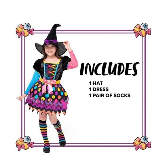 Brand New Spooktacular Creations Youth Girl Funky Witch Halloween Costume Sz M - Picture 2 of 3